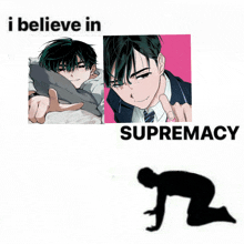 a picture of a boy with the words i believe in supremacy below it