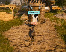 a sign that says " lovely flight " on it