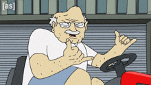 a cartoon of an old man giving a thumbs up with the word [ as ] in the corner