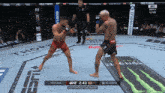 two men are fighting in a ufc ring and the ufc lightweight championship is being shown