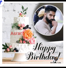 a happy birthday cake with a picture of a man