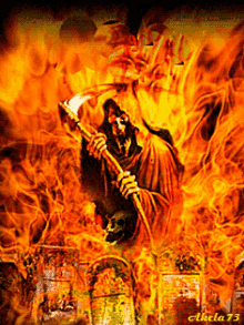 grim reaper skull fire flames