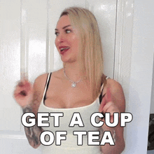 Get A Cup Of Tea Tracy Kiss GIF - Get A Cup Of Tea Tracy Kiss Take Some Tea GIFs