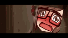 a cartoon character with glasses and a red face