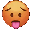 an orange smiley face with a pink tongue sticking out