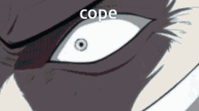 a close up of a person 's eyes with the word cope written on it