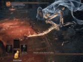 a video game called dancer of the boreal valley shows a knight fighting a monster