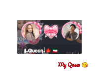 a picture of a girl and a boy with the words my queen below them