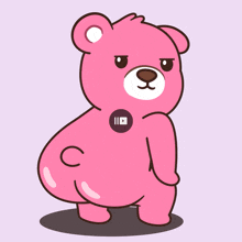 a pink teddy bear with a youtube icon on his chest
