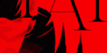 a red background with a black outline of a person