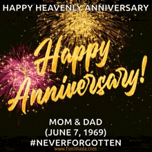 happy heavenly anniversary mom and dad june 7th 1969