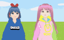 a cartoon of a girl with the word one on the bottom left
