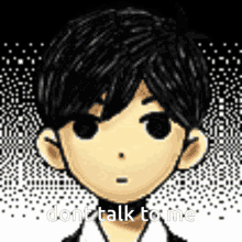 a pixel art of a boy with the words dont talk to me