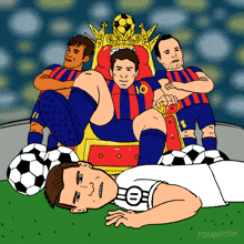 a cartoon of soccer players with foxadho.com written at the bottom