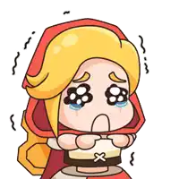 a little red riding hood cartoon character is crying with tears running down her face