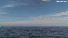 a blue coin with the letter e on it exploding in the ocean