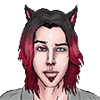 a man with long red hair and cat ears is wearing a cat hat .