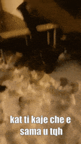 a person standing in a pile of snow with kat ti kaje che e sama u tqh written on the bottom