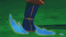 a cartoon drawing of a person walking across a body of water