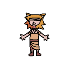 a pixel art drawing of a girl with a cat 's head .