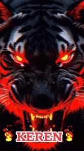 a picture of a tiger with the name keren written on it