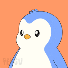 a penguin is looking through a magnifying glass with the letters ngu on the bottom