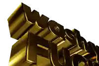 a 3d rendering of the word fuck in gold letters