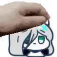 a hand is holding a donut over a cartoon character 's head .