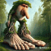 a painting of a troll with trees growing out of his legs