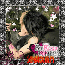 a picture of a person with the words so emo it hurts lesbian