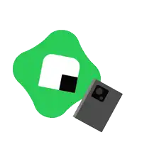 a green object with a lightning bolt on it