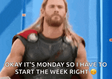 a man in a superhero costume is saying okay it 's monday so i have to start the week right