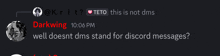 a screenshot of a discord conversation between darkwing and teto at 10:06 pm