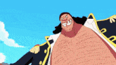 a cartoon character is surrounded by trees and mountains with a smoke coming out of his mouth