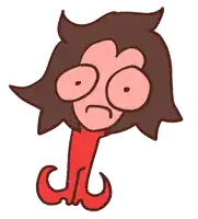a cartoon drawing of a person 's face with a red stomach