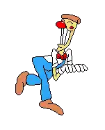 a pixel art drawing of a clown with a red nose