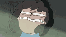 a cartoon character is making a funny face with smoke coming out of his nose .