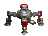 a pixel art drawing of a robot with a cross on it .