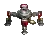a pixel art drawing of a robot with a cross on it .