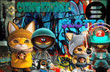 a group of cartoon cats are standing in front of a sign that says casino lotto