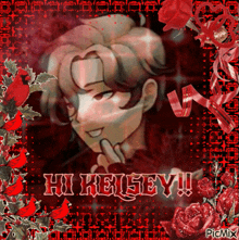 a picture of a girl with the words hi keisey