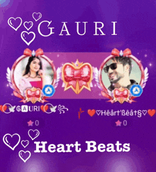 a picture of a man and a woman with the words heart beats on the bottom