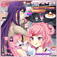 a picture of two anime girls with the words love pink in the corner