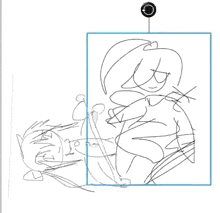 a black and white drawing of a person laying on another person 's back .