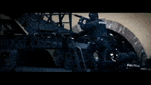 the word policia that is on a vehicle