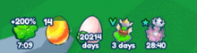 a screenshot of a game that shows a few eggs