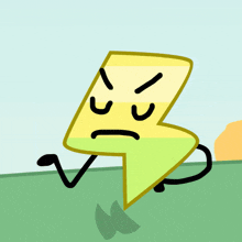 a cartoon drawing of a lightning bolt with a very angry face