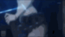 a close up of a person 's arm with a blue light coming out of it