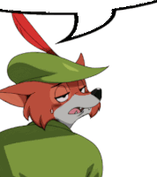 a cartoon of a fox wearing a green hat