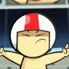 a cartoon character is wearing a helmet and giving a thumbs up sign .